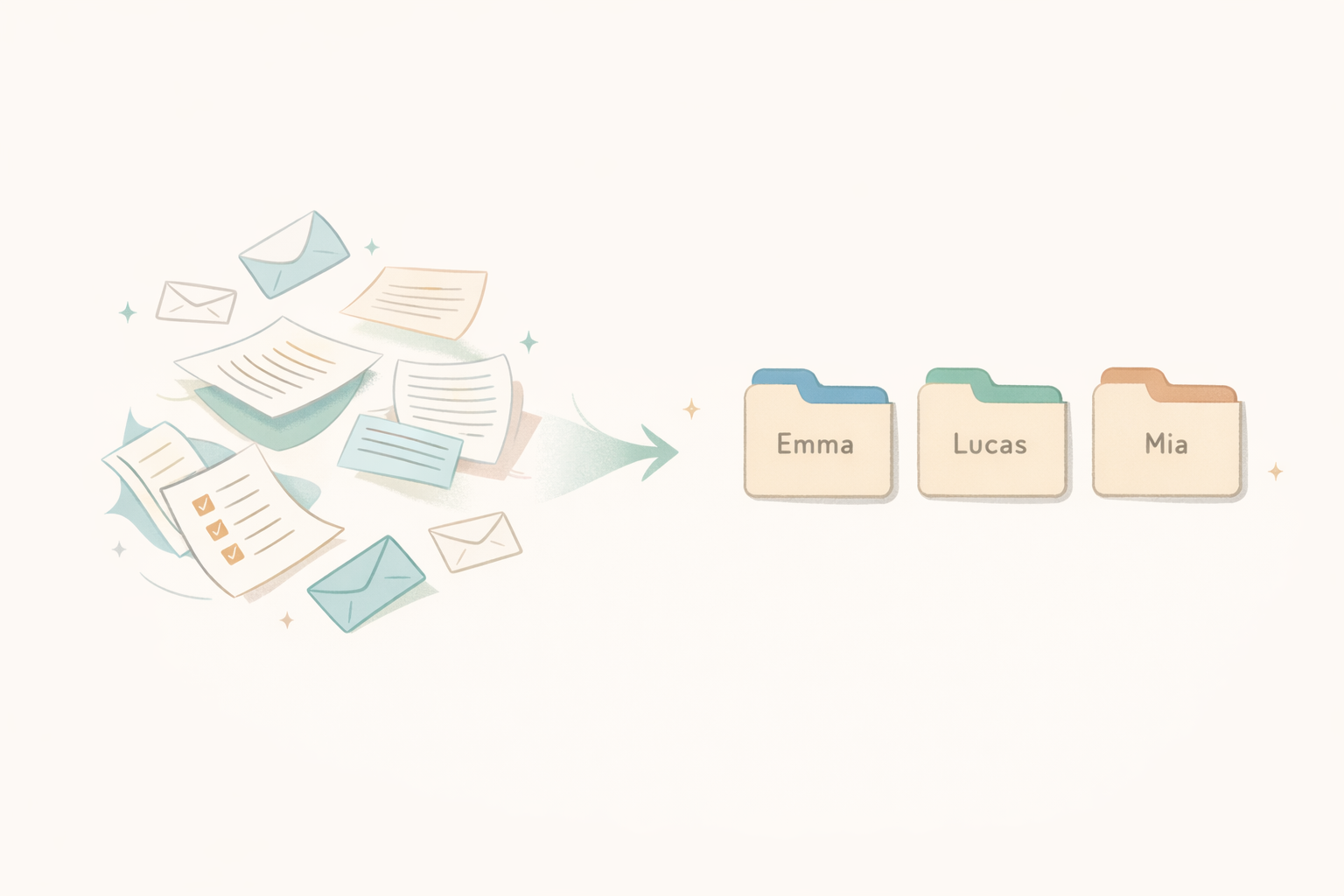 Emails being forwarded and organized