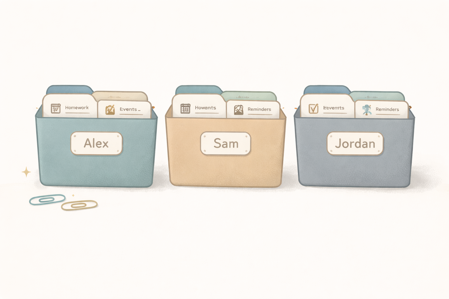 Information organized by child into folders